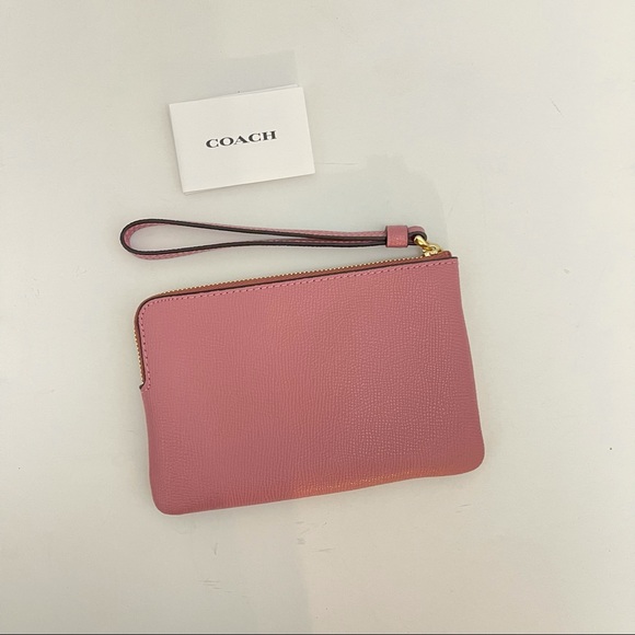 Coach Light Pink / True Pink Corner Zip Wristlet New With Tag - Picture 7 of 13